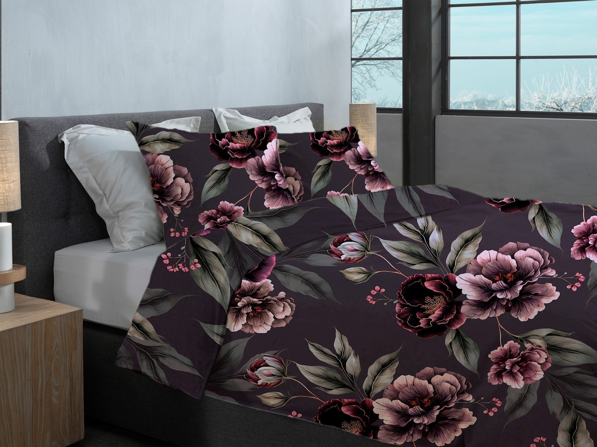 Heckettlane Dekbedovertrek Flanel Romee Purple