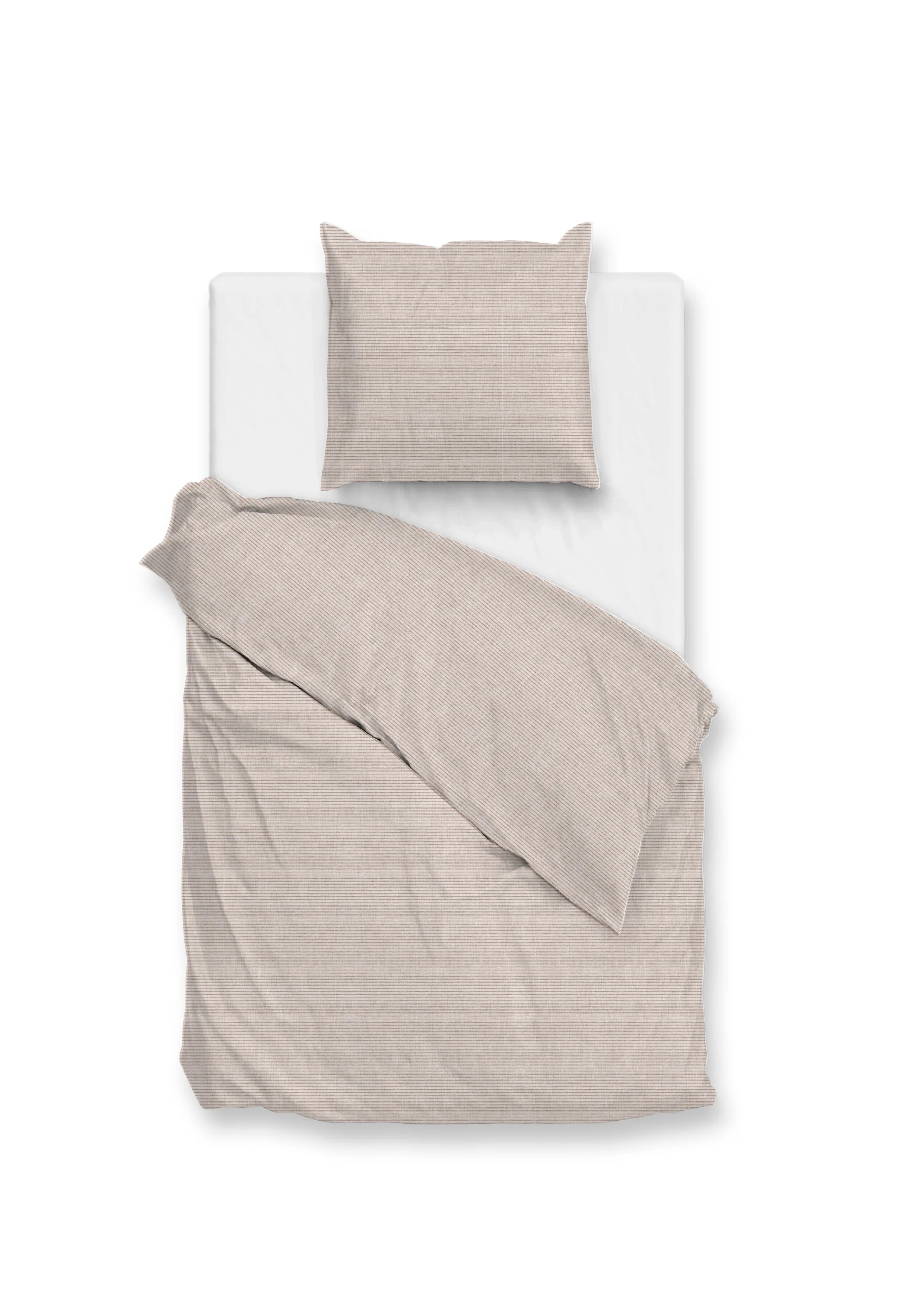 Zo Home Dekbedovertrek Katoen Striscia di Lino - Sandy Beige