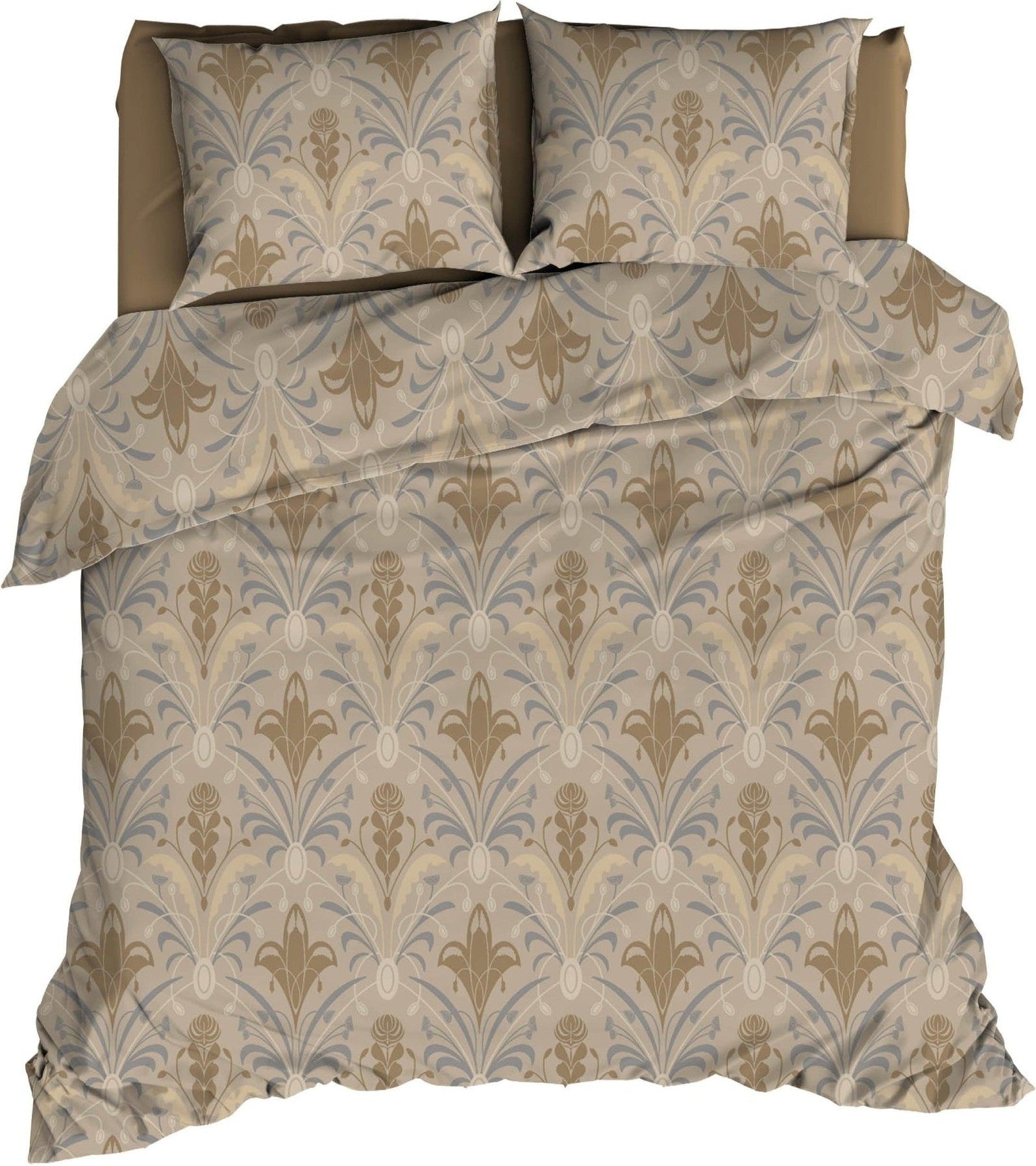 Satin d'Or Dekbedovertrek Belgravria Beige Grijs Satijn - Bedtextielonline.be