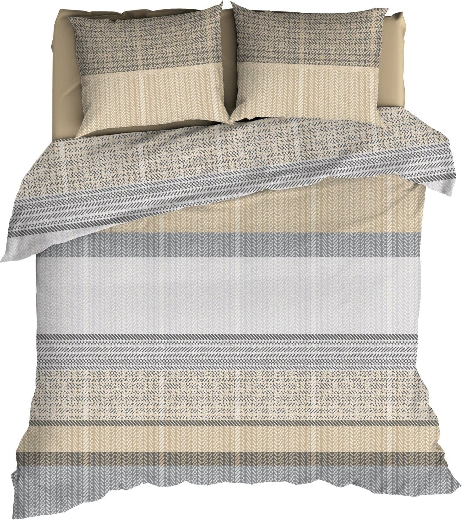 Romanette Dekbedovertrek Flanel Cortina Beige/Grijs