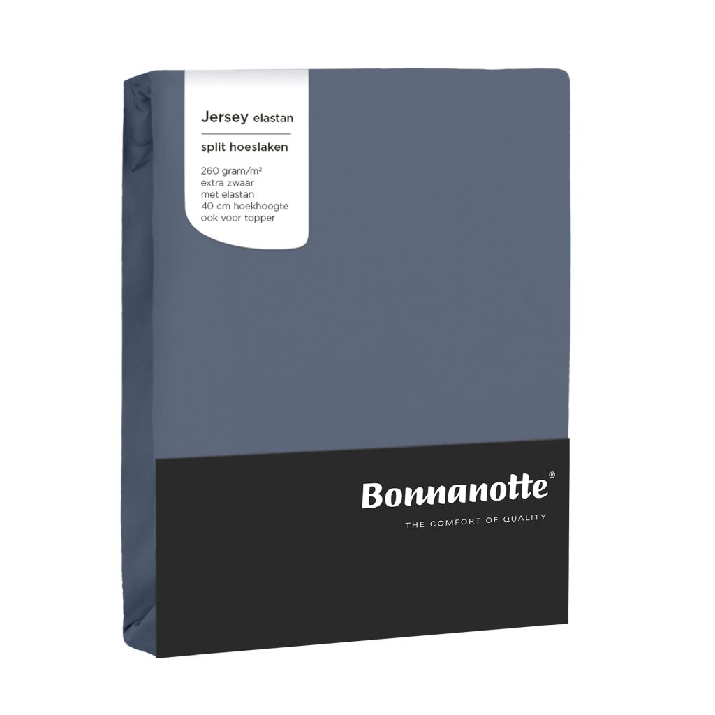 Bonnanotte hoeslaken duo split jersey elastan zilverblauw