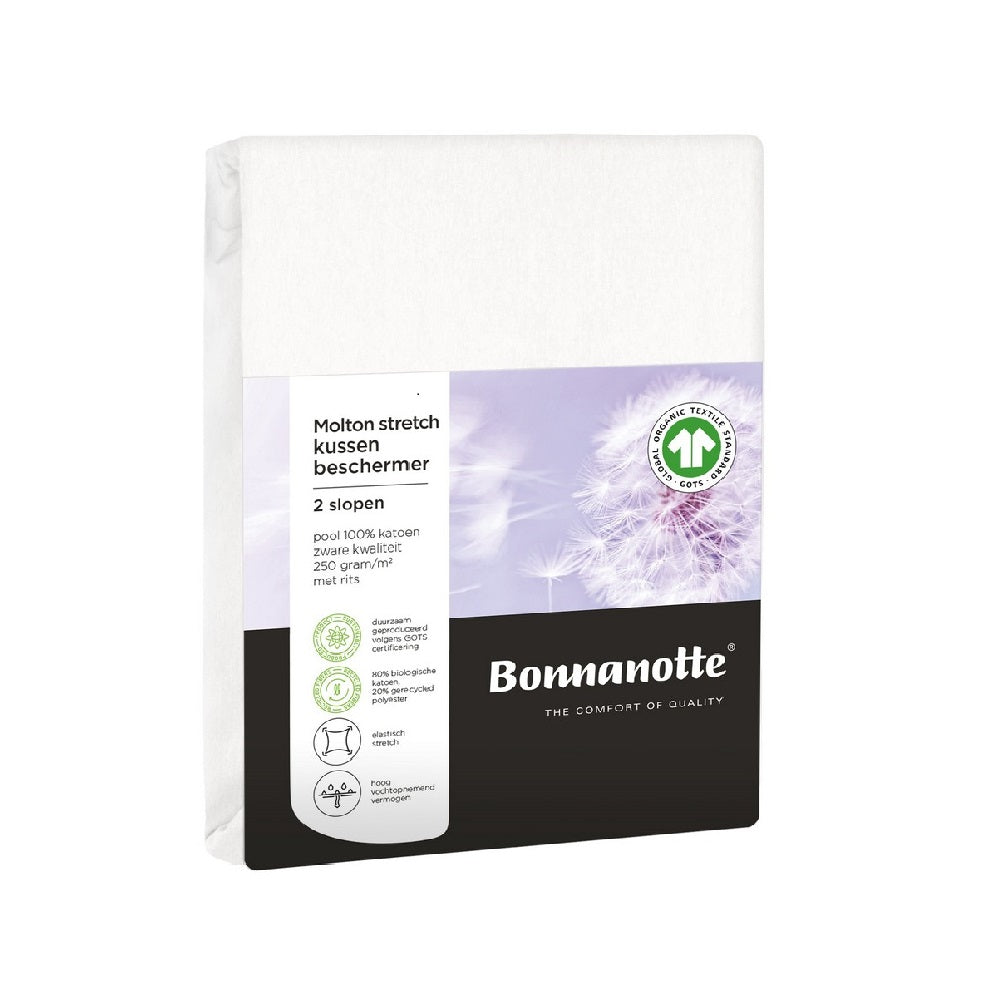 Bonnanotte kussenbeschermer molton stretch GOTS 250 gr - set van 2