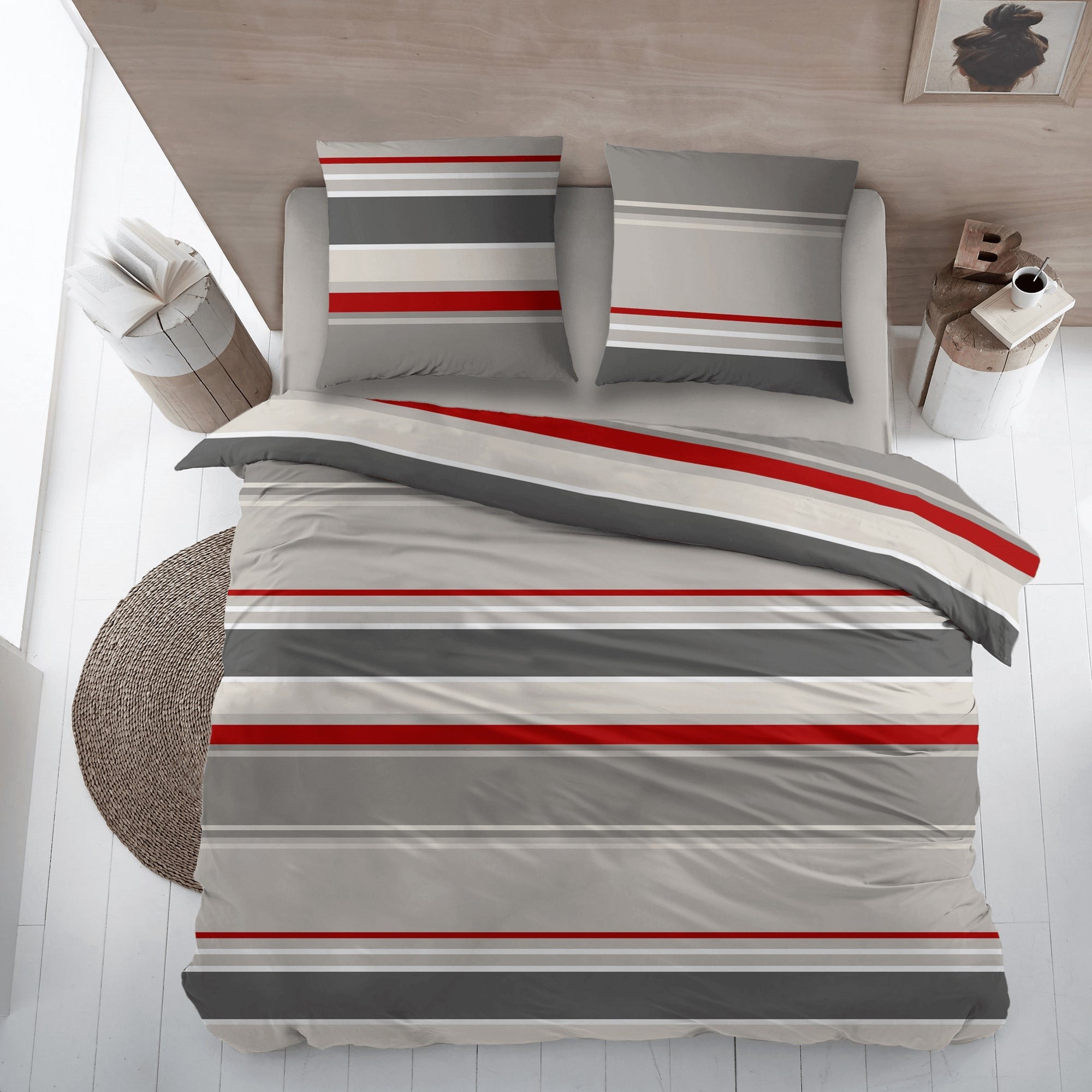 Sleepnight dekbedovertrek flanel Basha rood