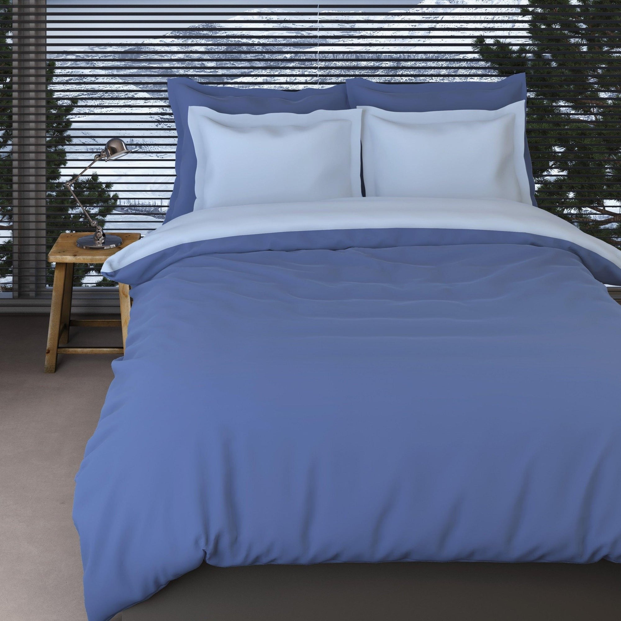 Romanette dekbedovertrek flanel Comtesse Jeans bleu
