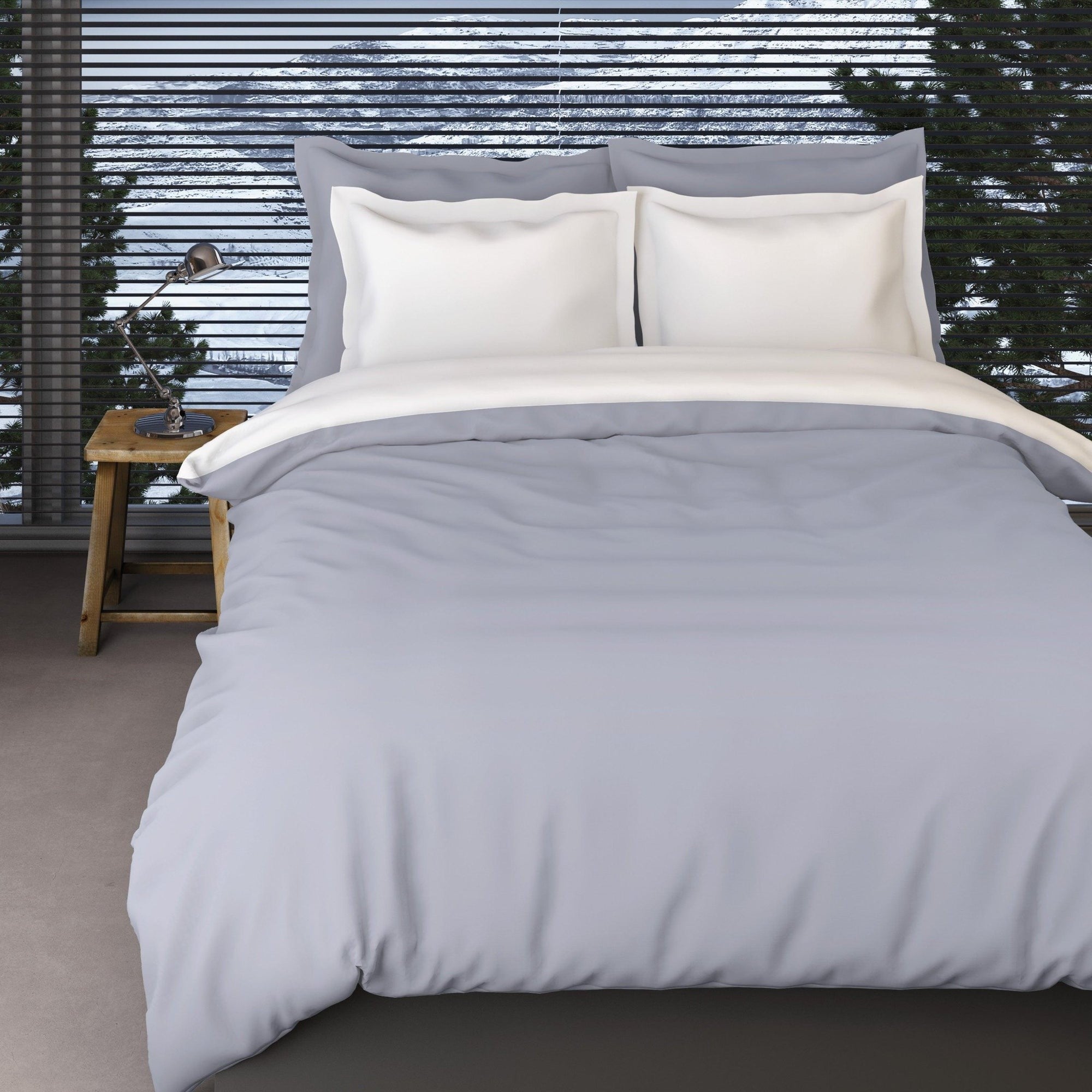 Romanette dekbedovertrek flanel Comtesse Silver wit