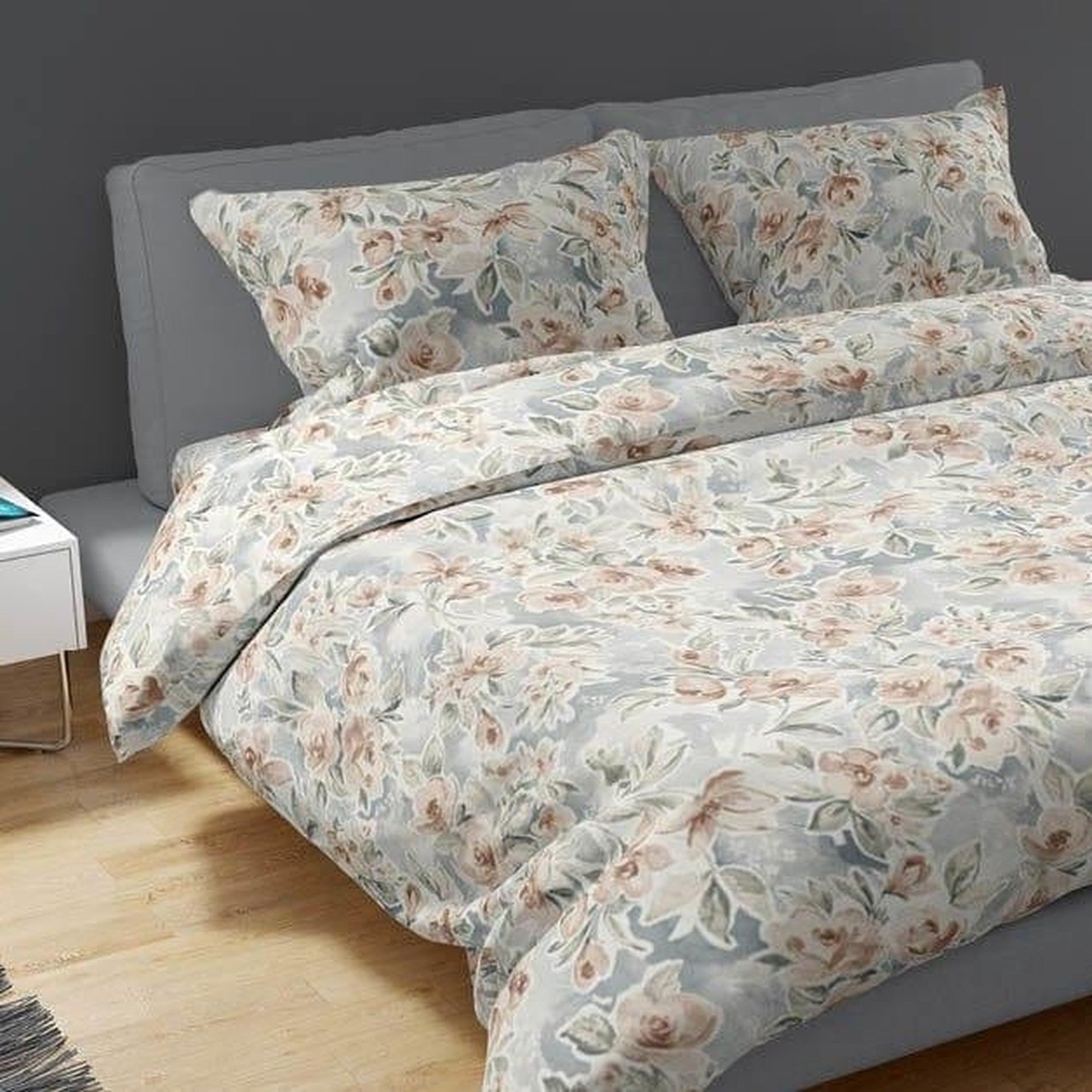 Romanette dekbedovertrek flanel Lana Taupe/Grijs