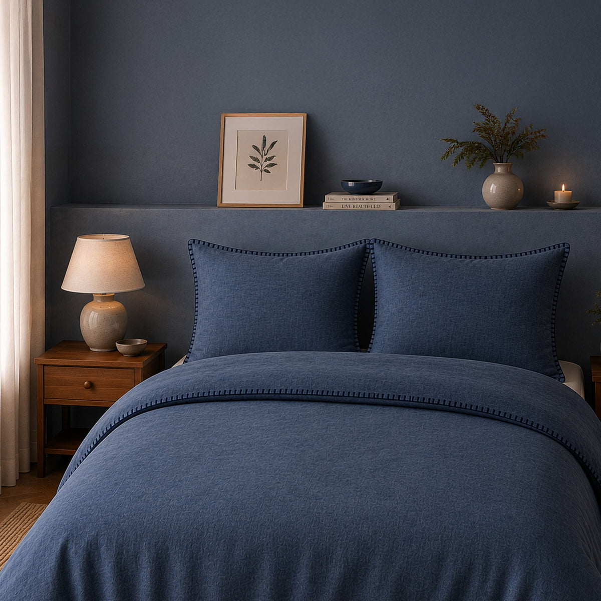 Romanette Dekbedovertrek Flanel Visconti Jeans Blauw