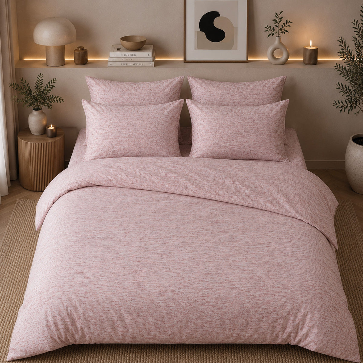 Romanette Dekbedovertrek Jersey Melange Roze
