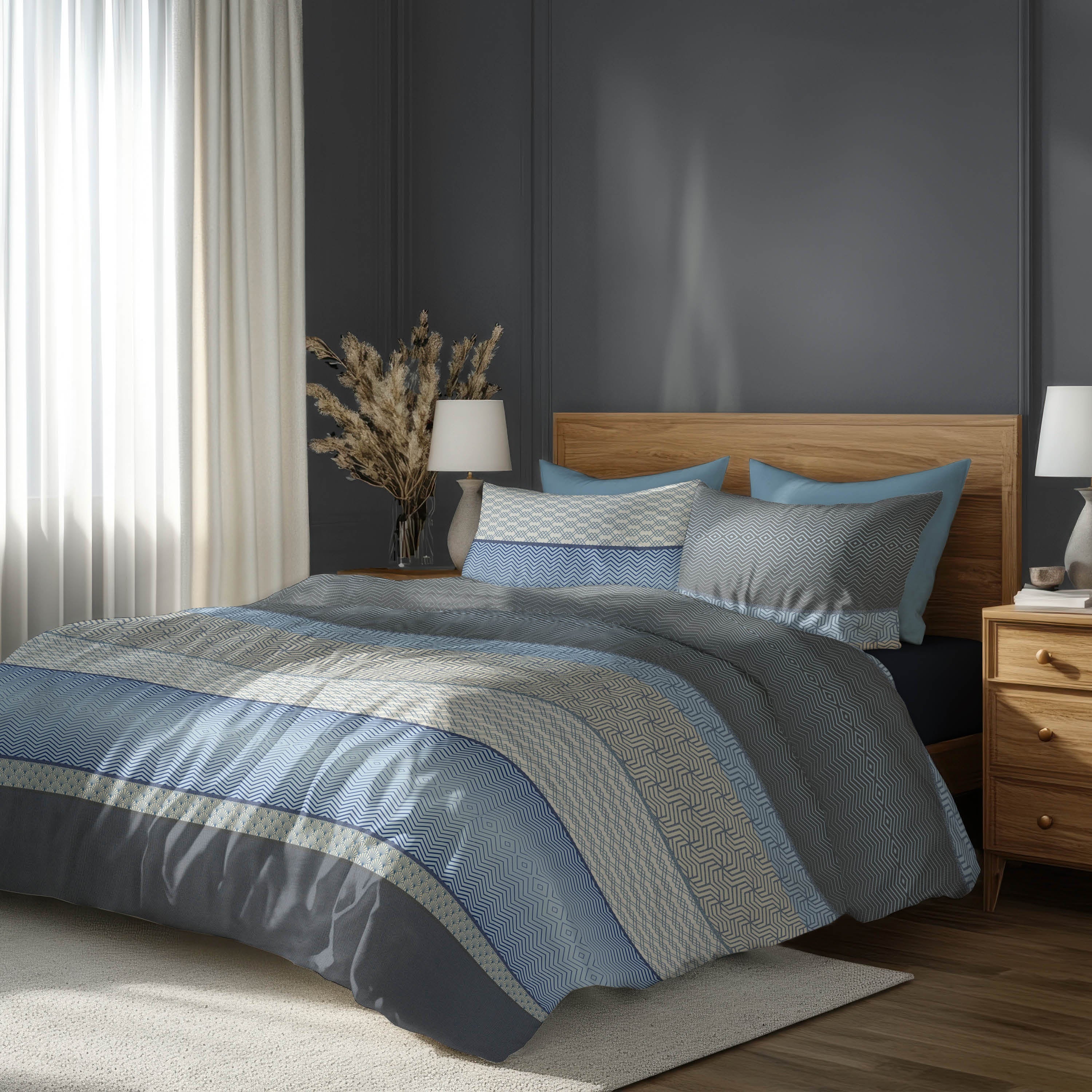 Satin d'Or dekbedovertrek satijn Maddox Blauw