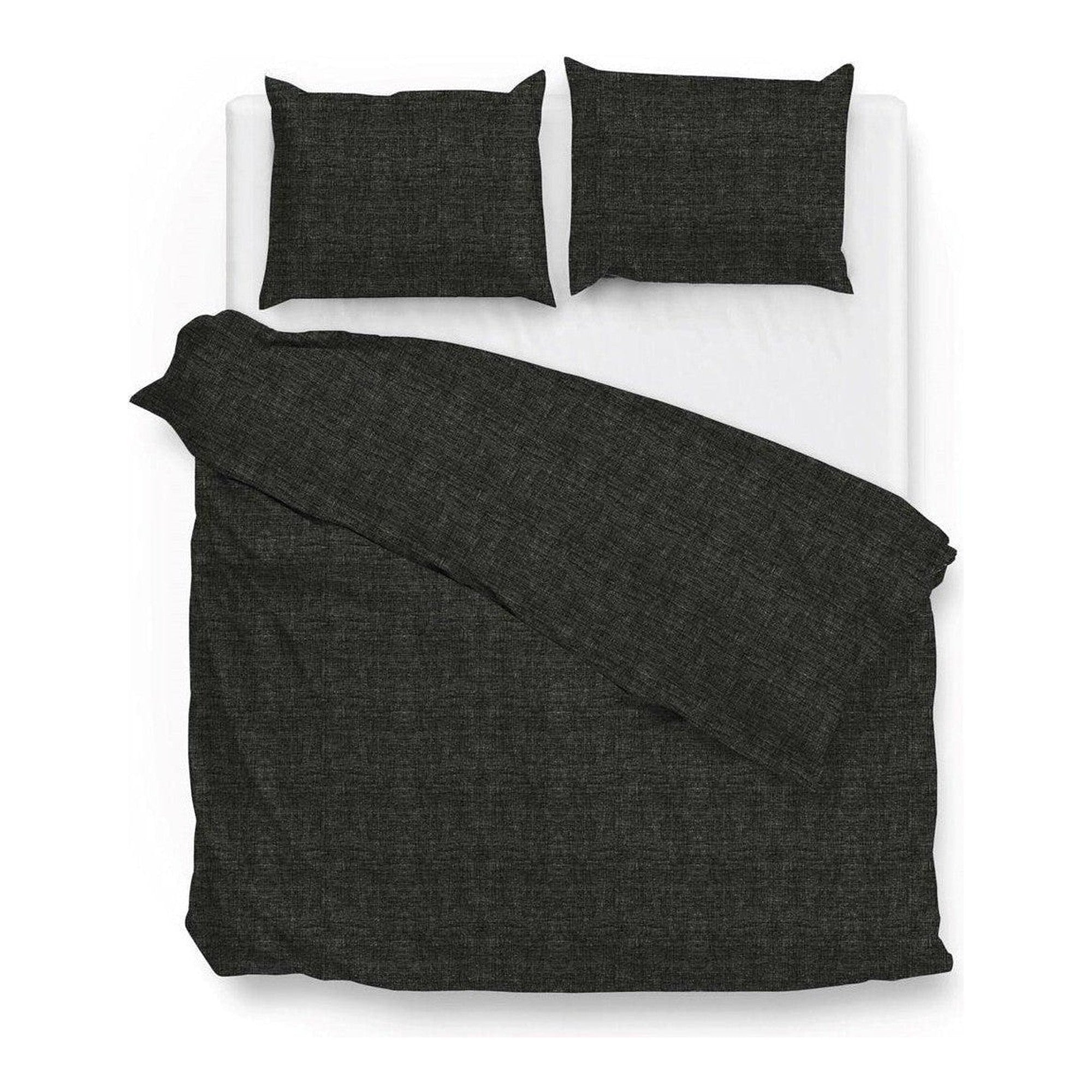 Zo Home dekbedovertrek Lino Midnight Black katoen