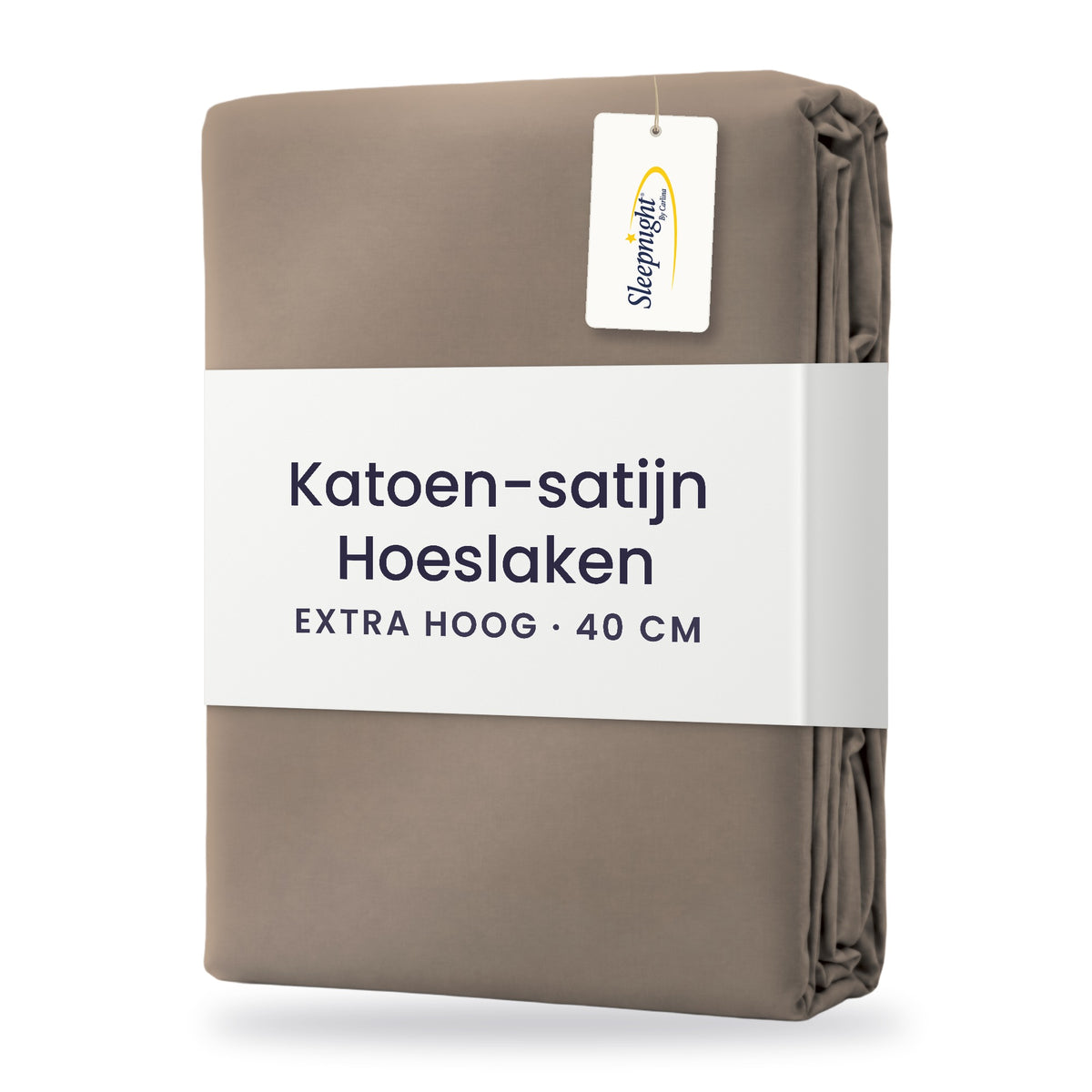 Sleepnight Hoeslaken Satijn 40 cm Taupe - verpakking