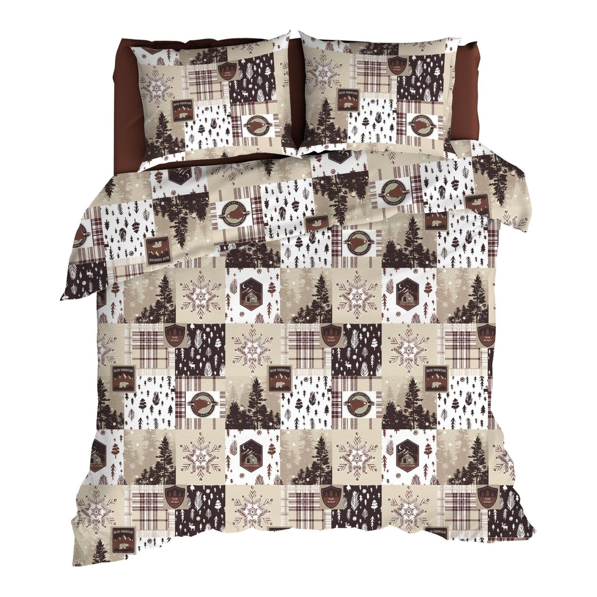 Romanette dekbedovertrek flanel Andes, Chocolate