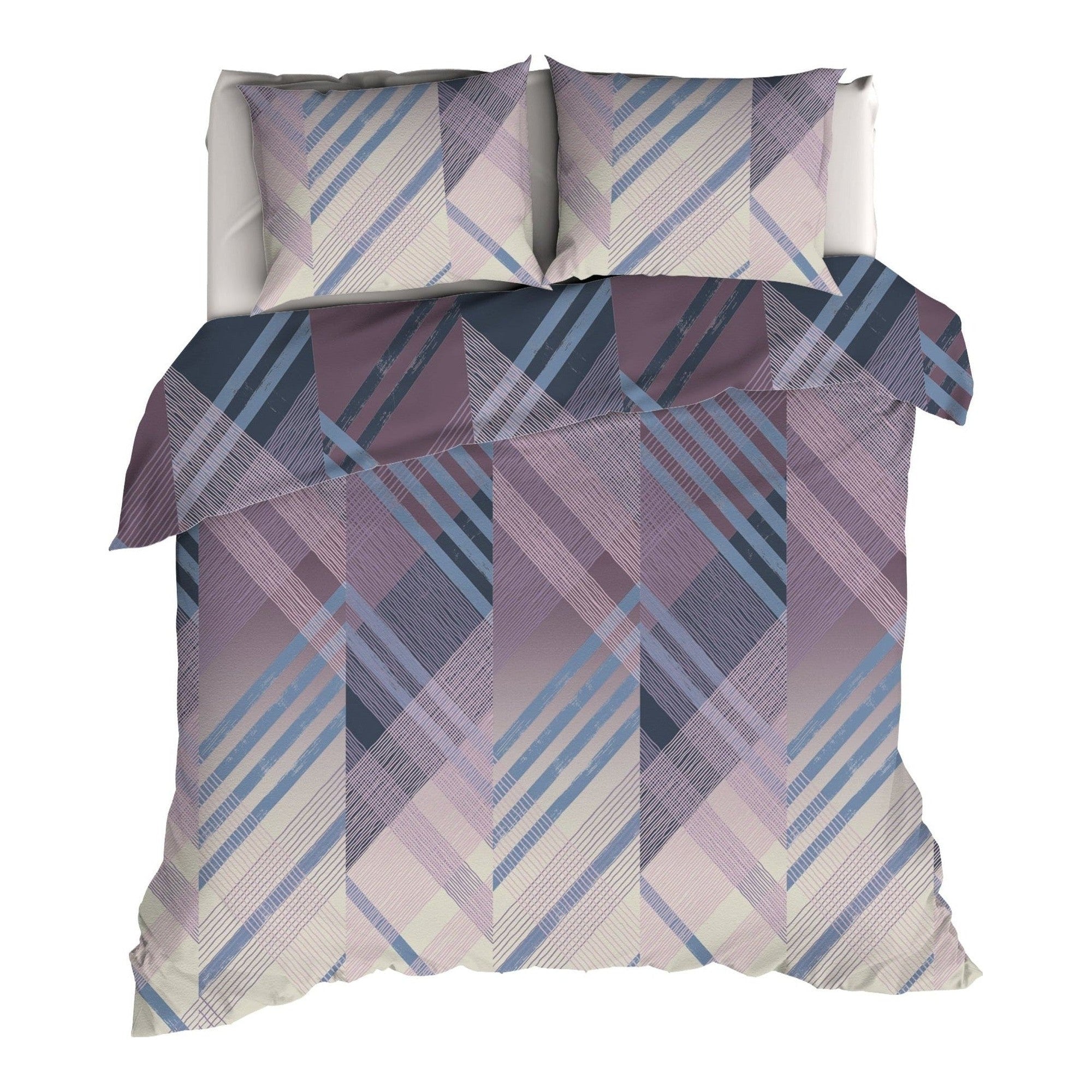 Romanette dekbedovertrek flanel Valmont Blauw/Lila