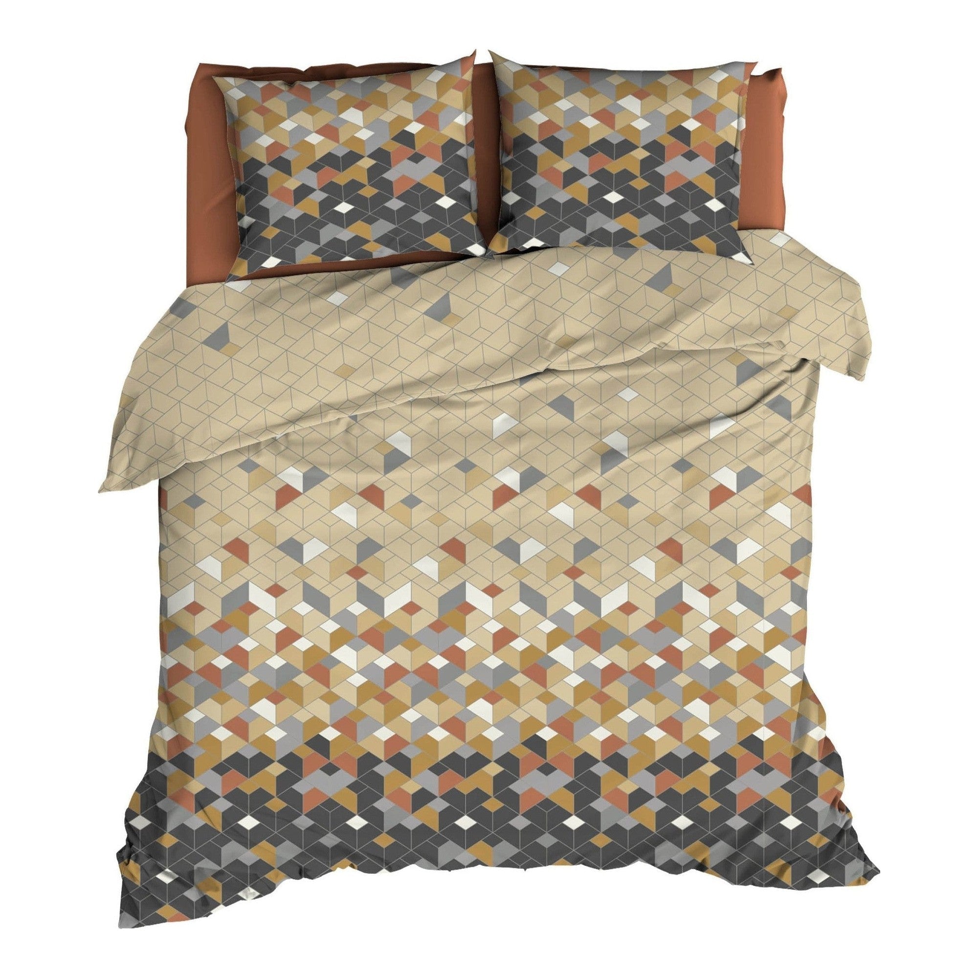 Satin d'Or dekbedovertrek satijn Scoop, Antra/Beige