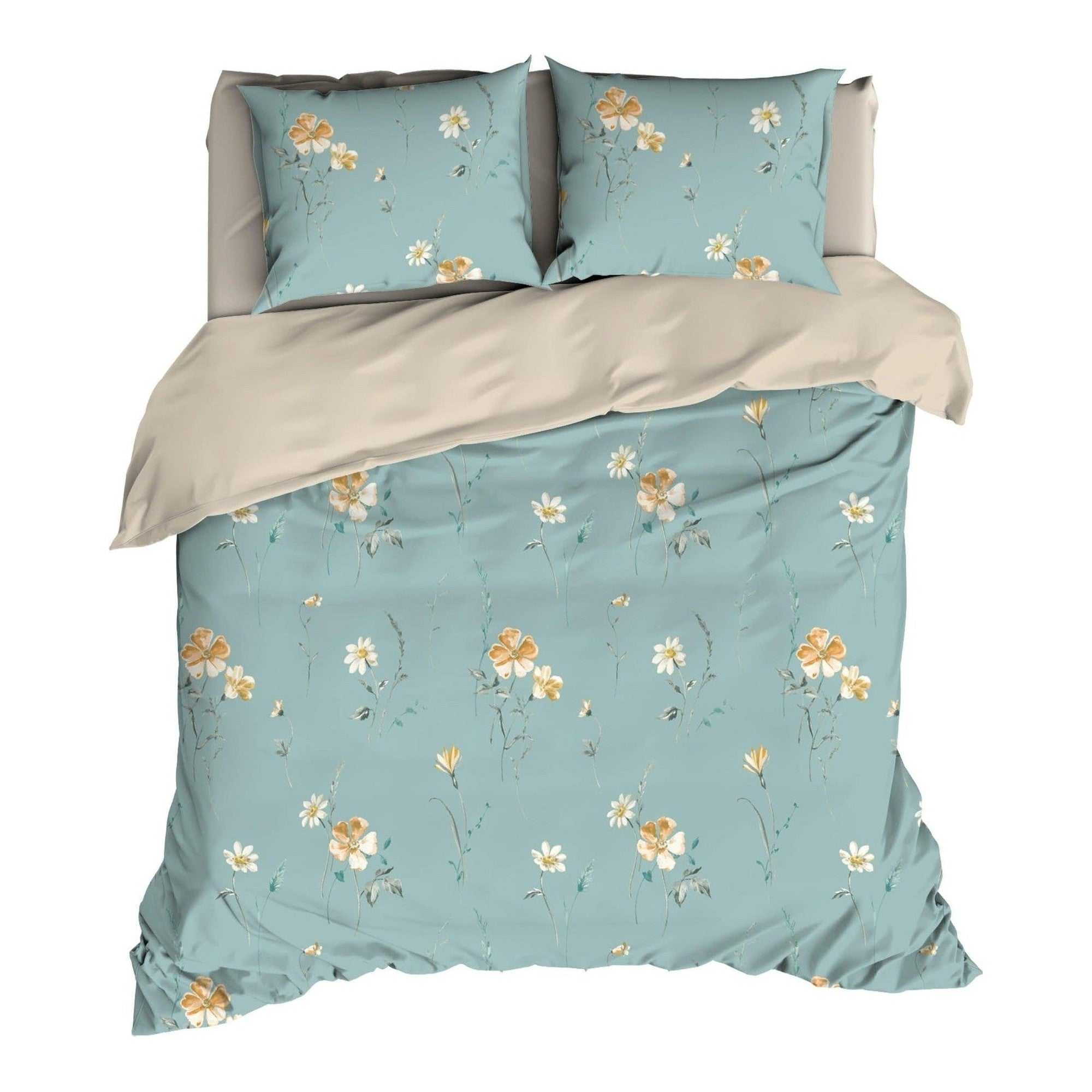 Satin d'Or dekbedovertrek Zabina aqua satijn