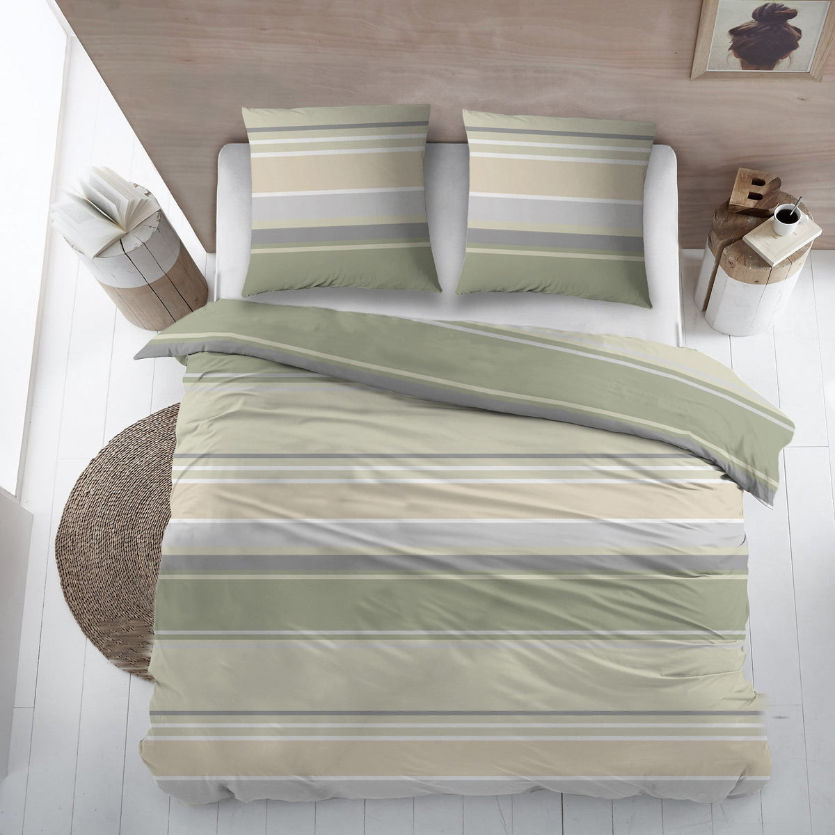 Sleepnight dekbedovertrek flanel Paulien groen