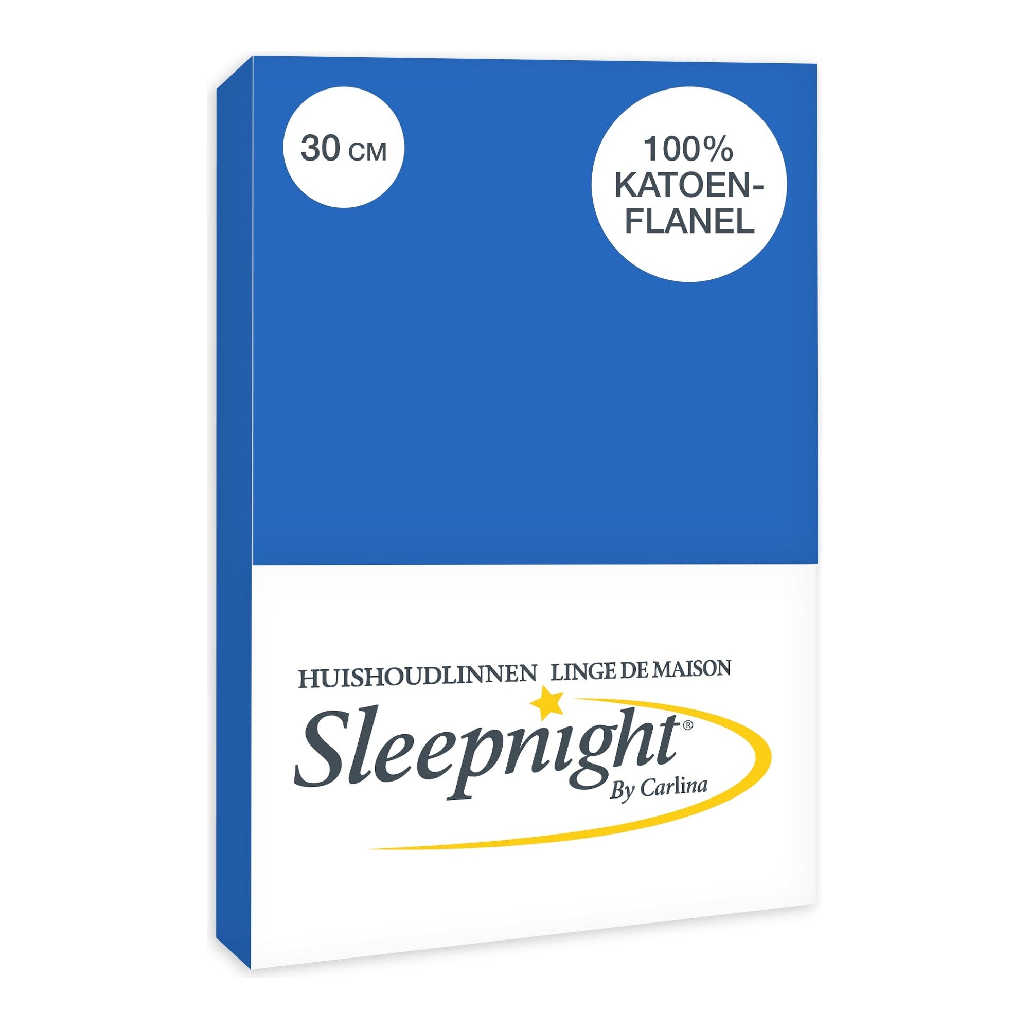 Sleepnight hoeslaken flanel 30 cm blauw