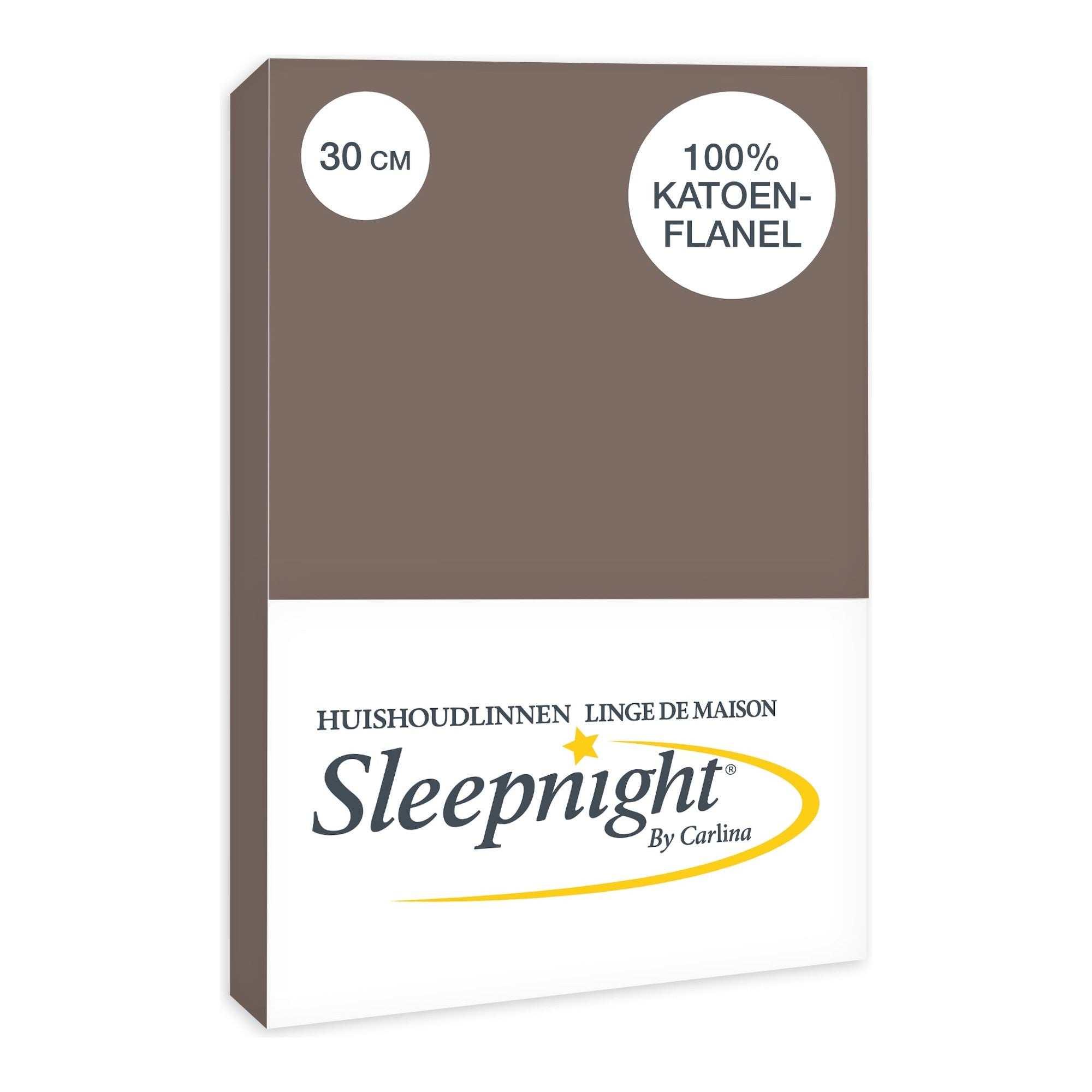 Sleepnight hoeslaken flanel 30 cm taupe