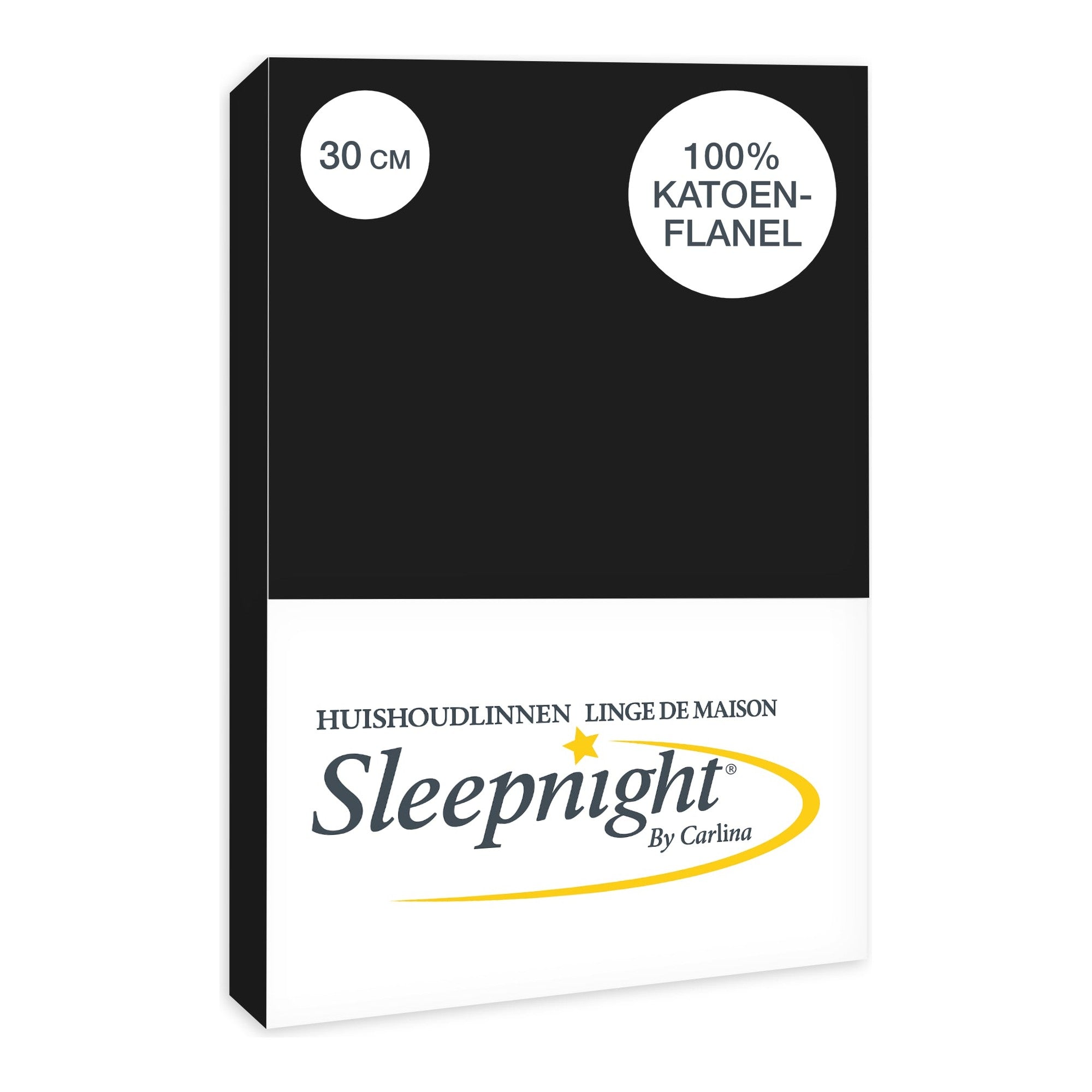 Sleepnight hoeslaken flanel 30 cm zwart