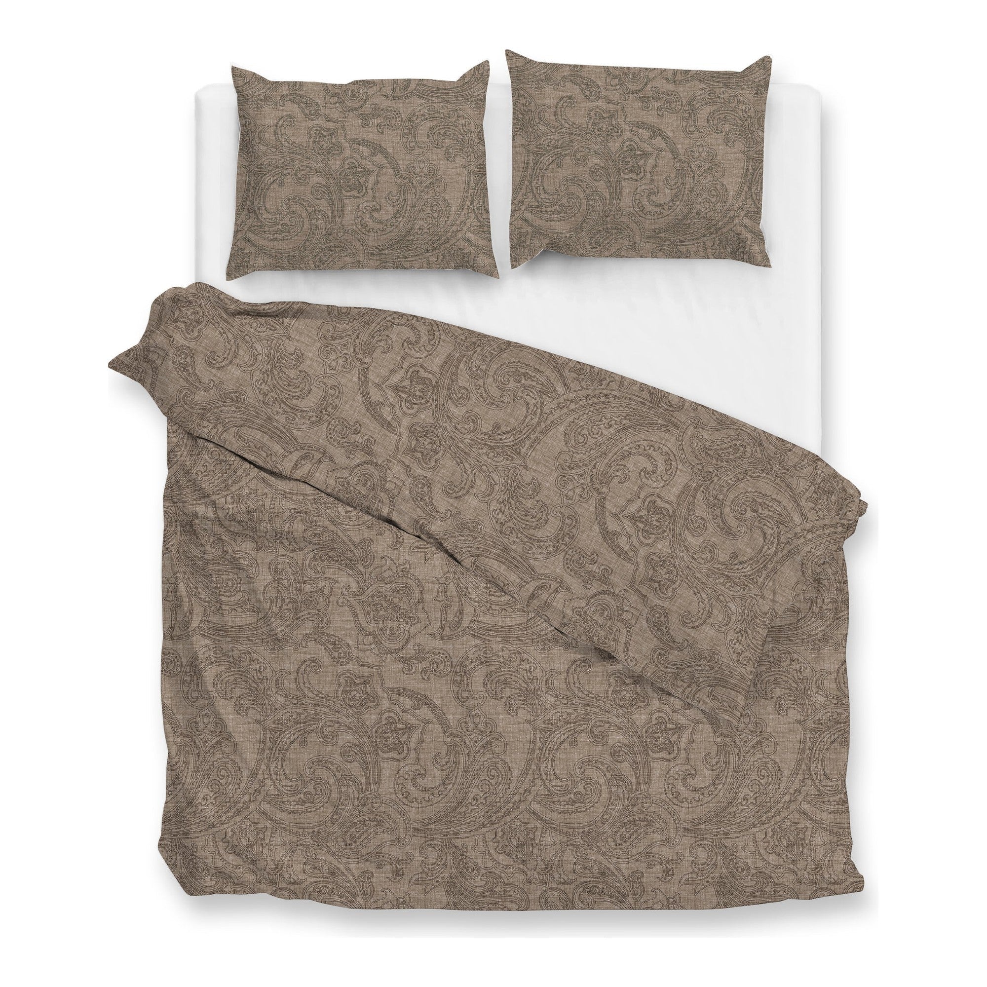 Zo Home dekbedovertrek Paisley Di Lino Palm Taupe katoen