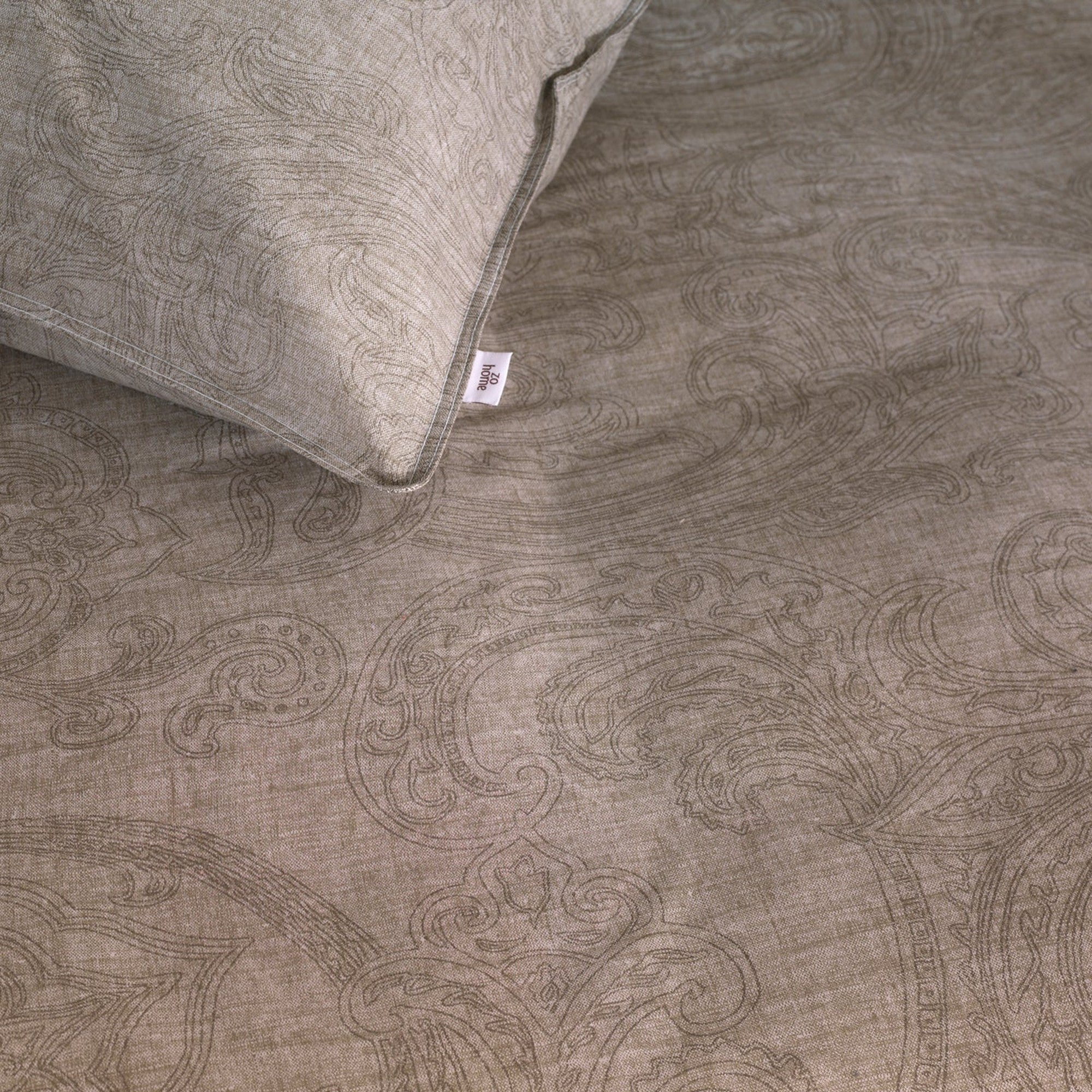 Zo Home dekbedovertrek Paisley Di Lino Palm Taupe katoen